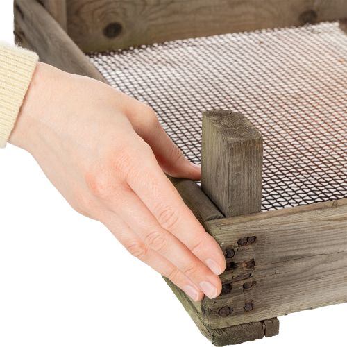 Artikel Vintage trälåda med trådnät, lantlig stil, löksil, dekorativ, 75×50×14 cm