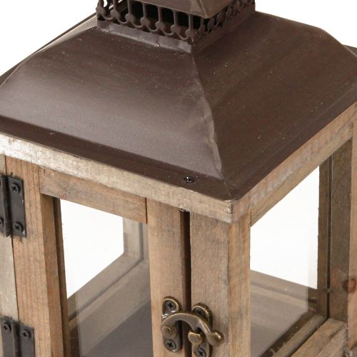 Artikel Vintage lykta mörkbrun trälykta 15×15cm H26cm