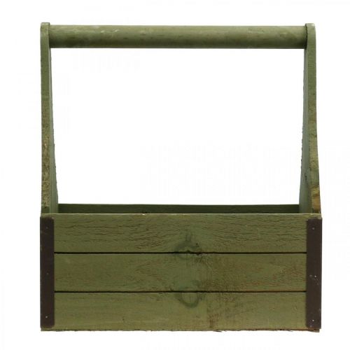 Floristik24 Vintage växtlåda träverktygslåda olivgrön 28×14×31cm