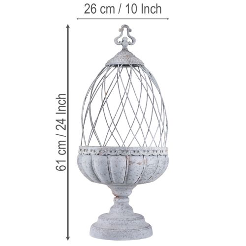 Artikel Vintage trofé skål metall dekoration fågelbur grå 26×61cm