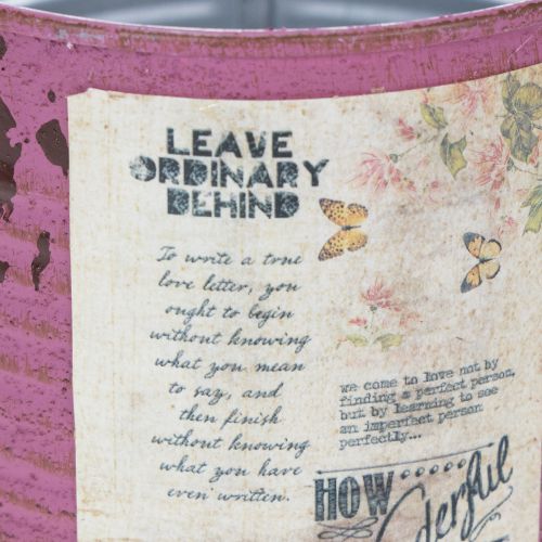 Artikel Vintage blomlåda lila metall sommardekoration Ø11cm H10,5cm