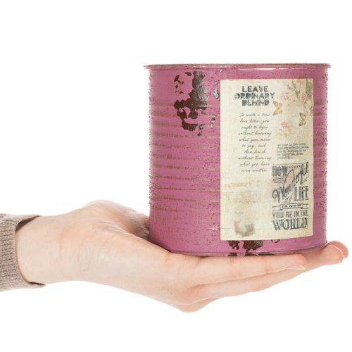 Artikel Vintage blomlåda lila metall sommardekoration Ø11cm H10,5cm