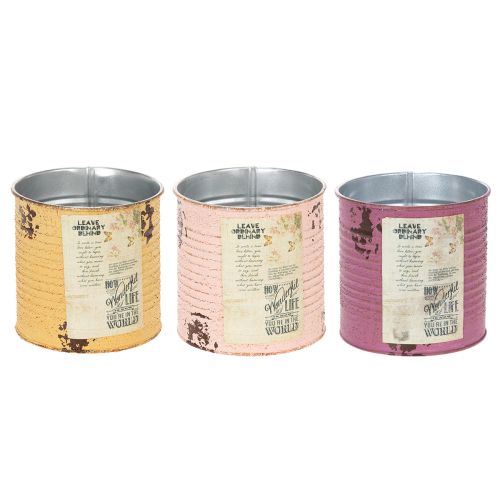 Artikel Blomkruka/tenn i vintage-look med text för inomhusdekoration, 11 cm, 3 stycken