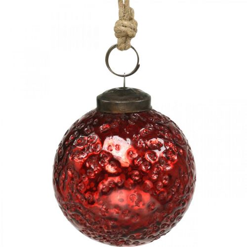 Floristik24 Vintage julkulor glas julgranskulor röd Ø8cm 4st