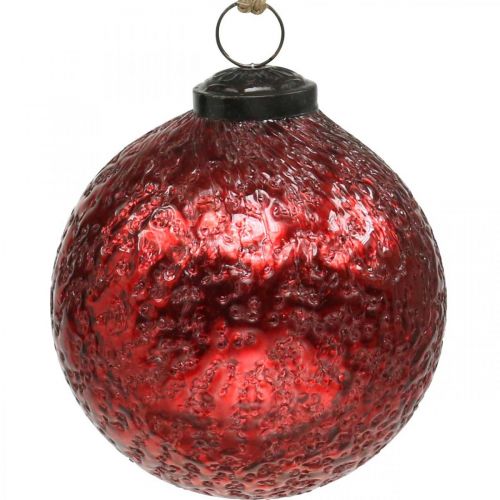 Vintage julkulor glas julgranskulor röd Ø10cm 2st