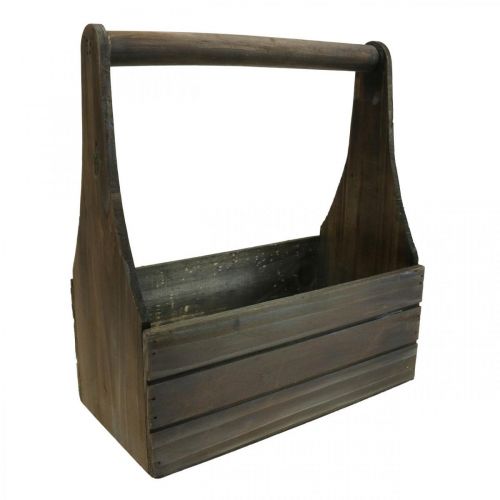 Floristik24 Vintage blomlåda träkruka brun 28×14×31cm