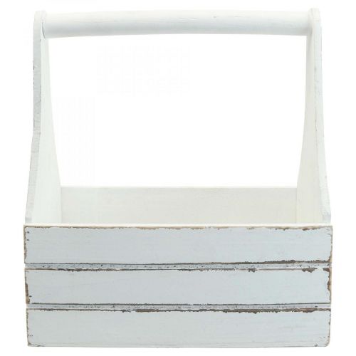 Floristik24 Vintage blomlåda träkruka vit 28×14×31cm
