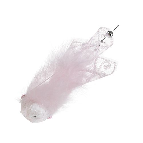 Floristik24 Fågel på klämma 14cm rosa, glimmer 2st