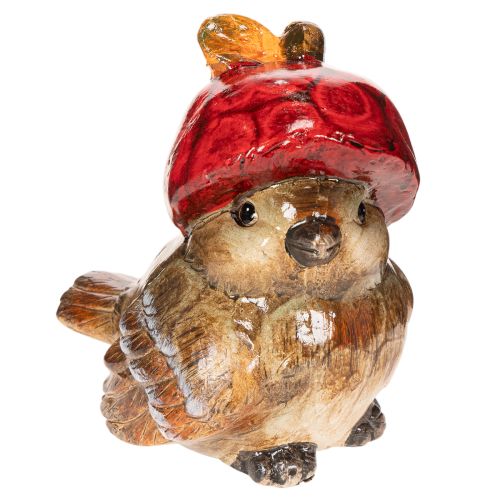 Dekorativ fågelfigur med röd äppelhatt, höstdekoration, 13 cm köpa | Floristik24.se