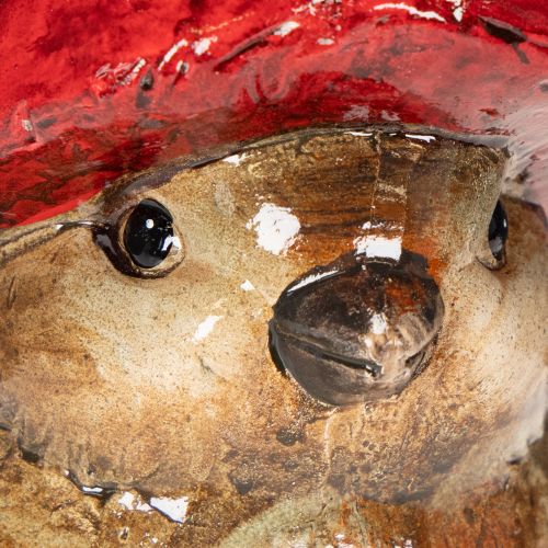 Dekorativ fågelfigur med röd äppelhatt, höstdekoration, 13 cm | Floristik24.se
