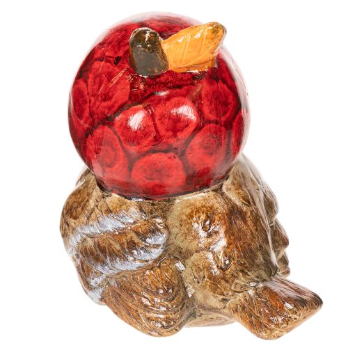Dekorativ fågelfigur med röd äppelhatt, höstdekoration, 13 cm | Floristik24.se
