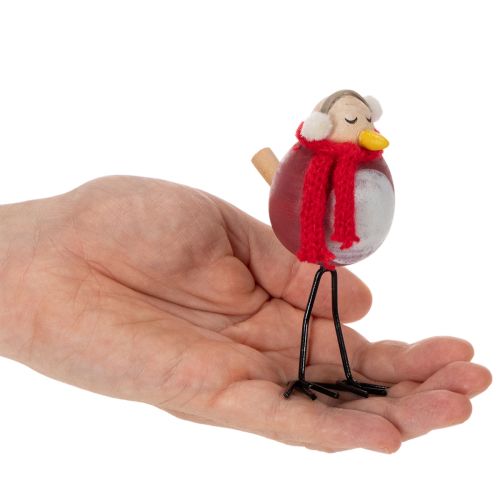 Dekorativ fågelfigur med halsduk, vinterdekoration, 11 cm, 4 stycken | Floristik24.se