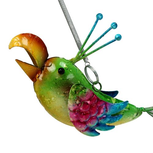 Artikel Fågel att hänga grön, rosa, blå 19,5cm