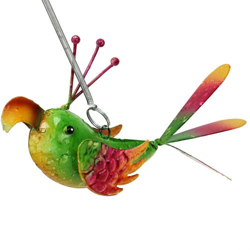 Artikel Fågel att hänga grön, rosa, orange 18,5cm