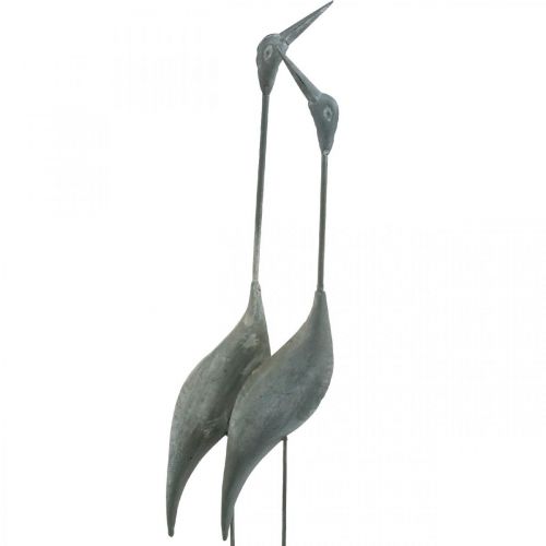 Floristik24 Fågelpar, metalldekor, sjöfågel Silver, tvättad vit H74cm