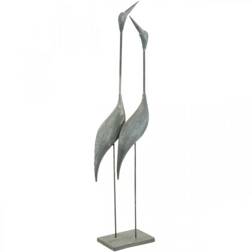 Floristik24 Fågelpar, metalldekor, sjöfågel Silver, tvättad vit H74cm