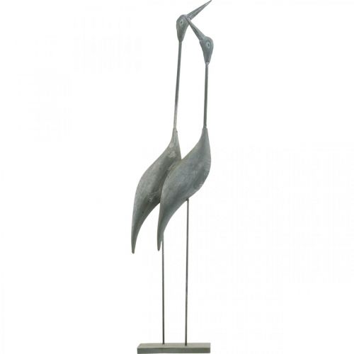 Floristik24 Fågelpar, metalldekor, sjöfågel Silver, tvättad vit H74cm