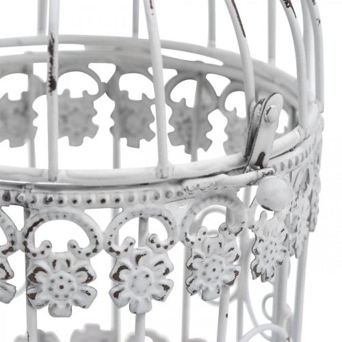 Floristik24 Deco Voljär Shabby Vit Fågelbur Metalldekoration Ø10cm H17cm