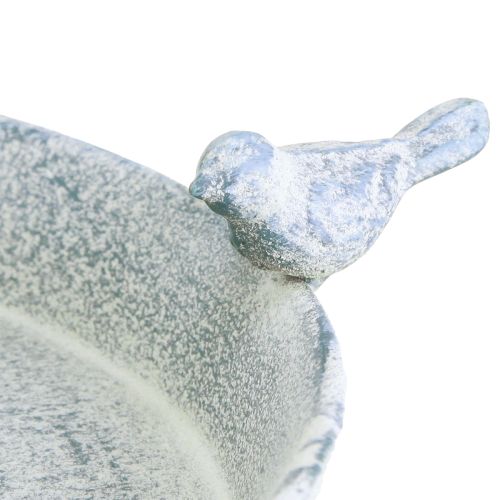 Artikel Fågelbad Metalldekoration Hjärta Vit Blå Hängande Ø21,5cm