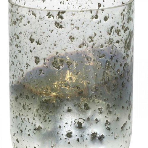 Floristik24 Ljusglas tvåfärgad glasvas lykta klar, silver H14cm Ø10cm