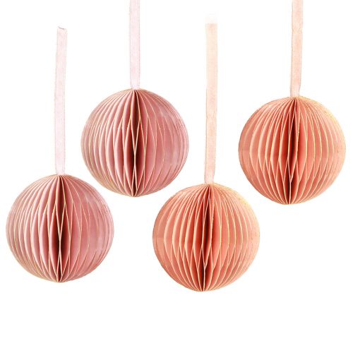Artikel Honeycomb boll Juldekorationer aprikos rosa Ø7cm 4 st
