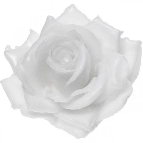 Floristik24 Vaxrosa vit Ø10cm Vaxad konstgjord blomma 6st