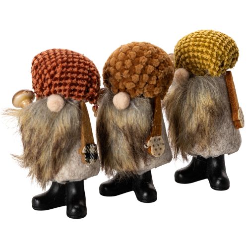 Gnomfigur med skägg och spetsig hatt, 10 cm, 3 stycken