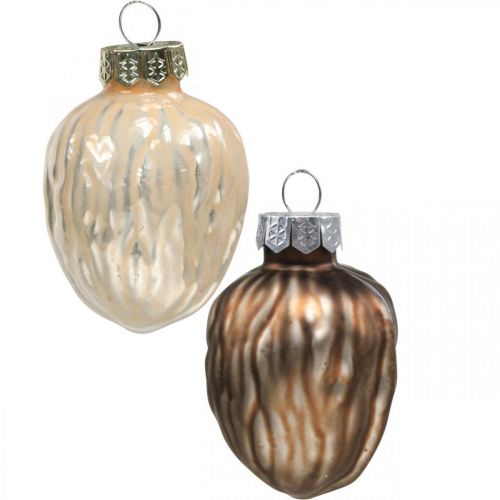 Artikel Julgransprydnader valnöt deco hängsmycke glas 4,5cm 6st