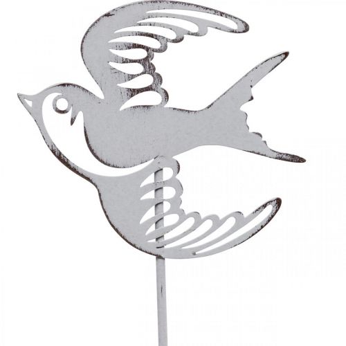 Artikel Svaladekoration, väggdekoration av metall, fåglar att hänga vita, silver shabby chic H47,5 cm