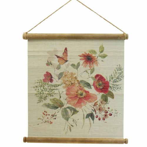 Artikel Väggmålning i trä med blommor väggdekoration H44×B42cm