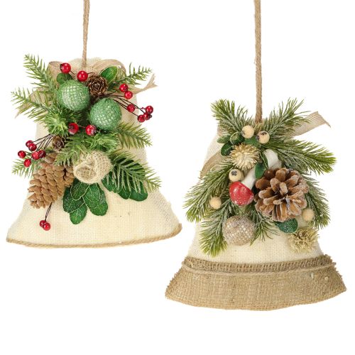 Väggdekoration julklocka jute blandade H20cm 2 st