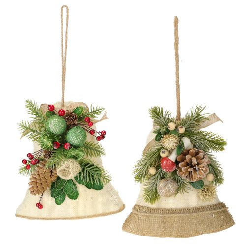 Artikel Väggdekoration julklocka jute blandade H20cm 2 st
