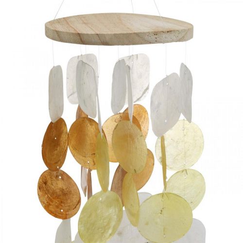 Floristik24 Vindspel med capizskal, naturlig dekoration, skalmobil L85cm Ø13cm
