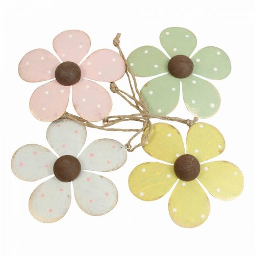 Väggdekoration metall blomdörr dekoration vit rosa grön gul 10cm 4st