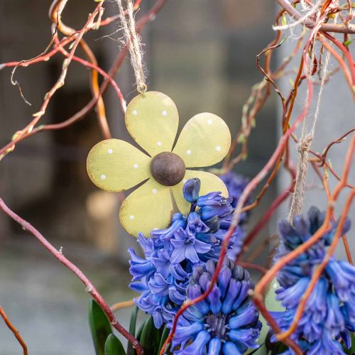 Floristik24 Väggdekoration metall blomdörr dekoration vit rosa grön gul 10cm 4st