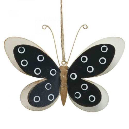 Väggkonst Butterfly Deco Svart Vitguld Metall 15cm