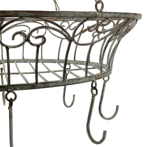 Floristik24 Metallkorg dekorerad för att hänga 63 cm gråbrun