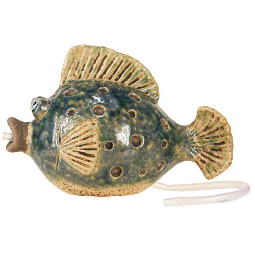 Floristik24 Gargoyle Figur Keramik Fisk Blå Brun 20×11×13,5cm