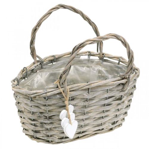 Växtkorg med hjärtdekoration, bröllopsdekoration, korg för plantering, lantlig stil H20,5 L23cm