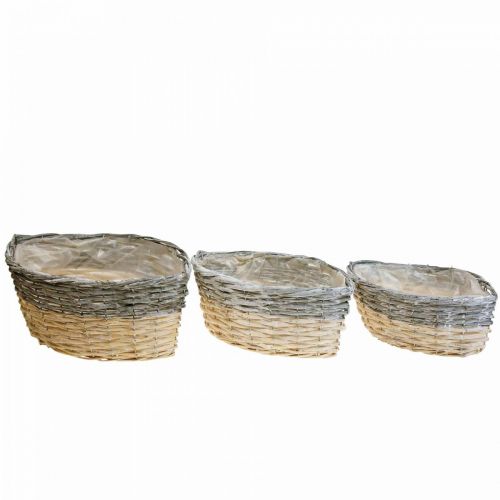 Artikel Flätad korg för plantering Plantskål L29/33/38cm set om 3