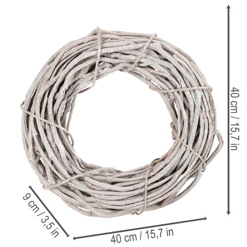 Pilkransdekoration, krans gjord av vitkalkade grenar, 40 cm | Floristik24.se