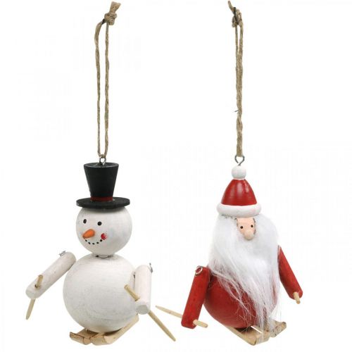 Artikel Julgransdekorationer i trä Jultomte och snögubbe 11 cm set om 2