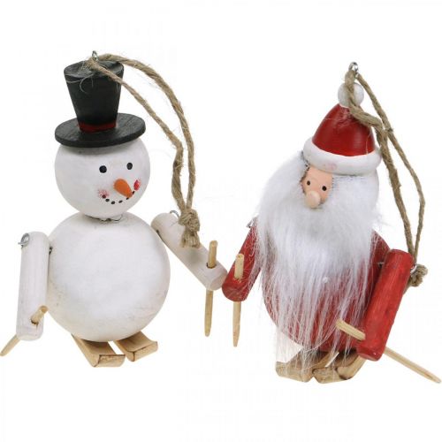 Artikel Julgransdekorationer i trä Jultomte och snögubbe 11 cm set om 2