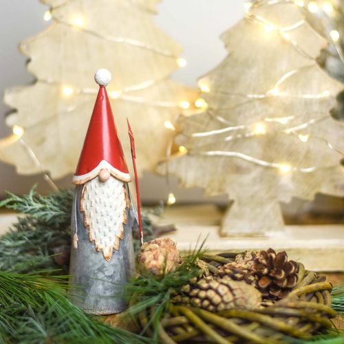 Floristik24 Jultomte med stjärna 18cm röd, grå metall 2st