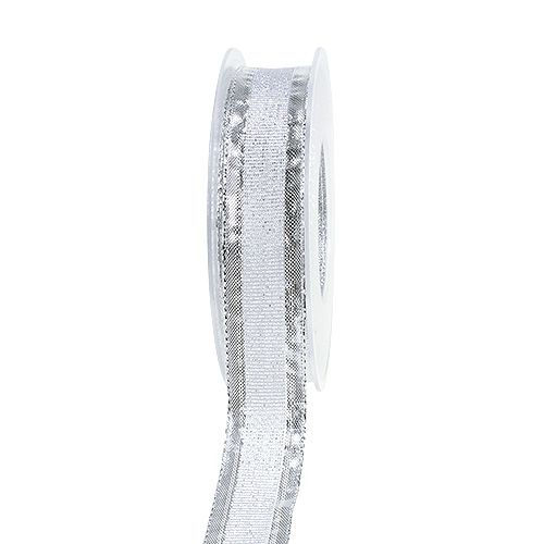 Floristik24 Julband med trådkant silver 25mm 20m