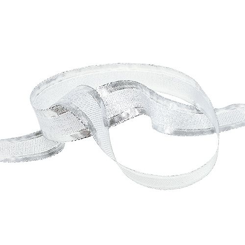 Floristik24 Julband med trådkant silver 25mm 20m