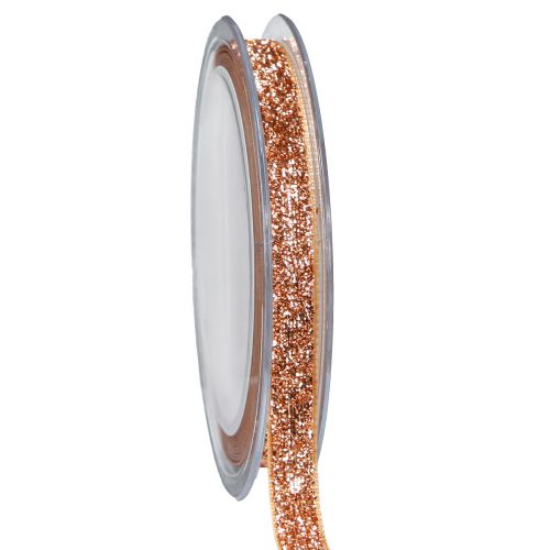 Artikel Julband rosa koppar glitter dekorationsband 10mm 10m