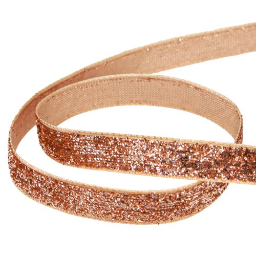 Artikel Julband rosa koppar glitter dekorationsband 10mm 10m