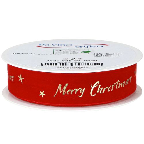 Artikel Julband rött guld “Merry Christmas” band 25mm 20m