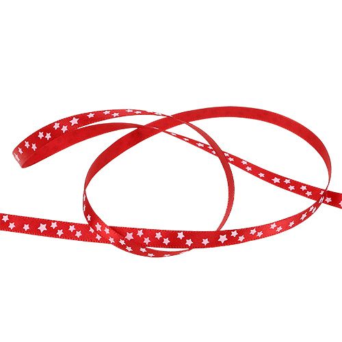 Floristik24 Julband rött med stjärnor 6mm 20m